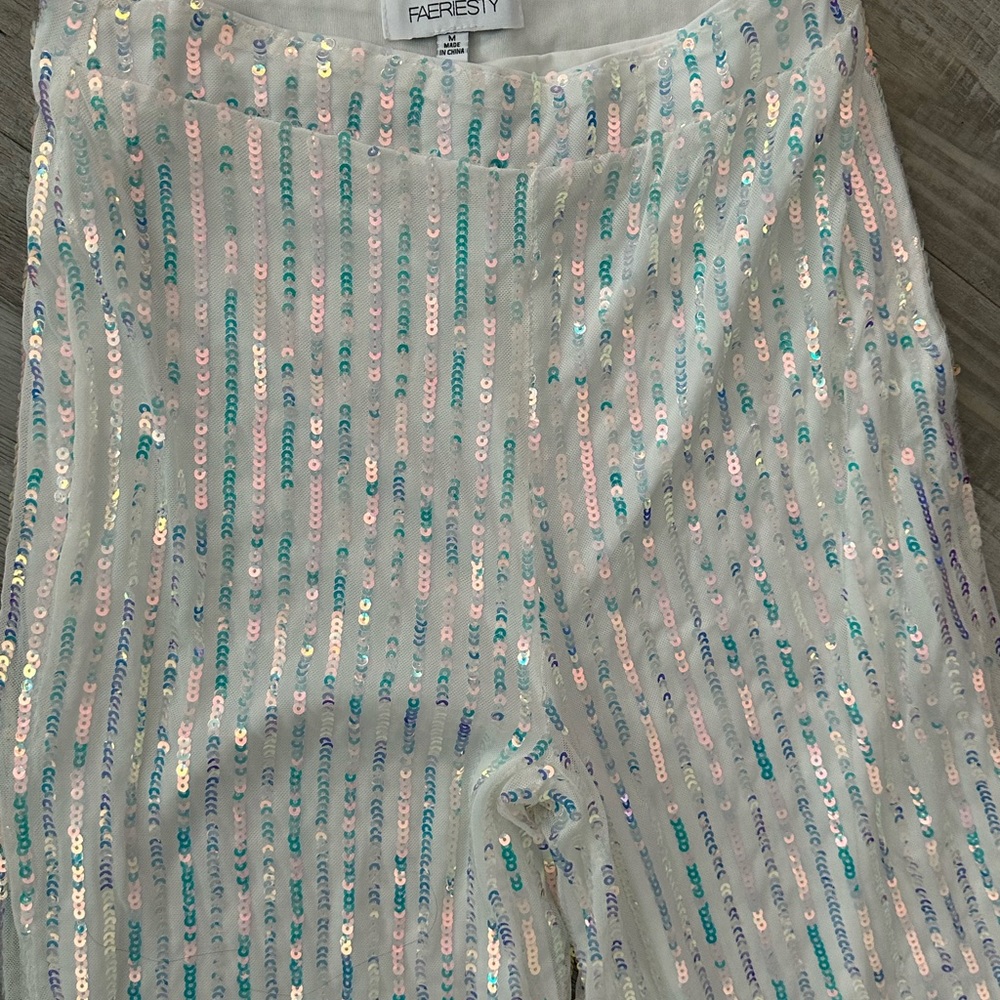 Sequin white pants